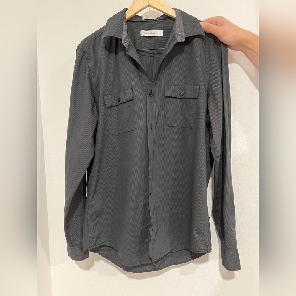 Calvin Klein Gray Button-Up Shirt